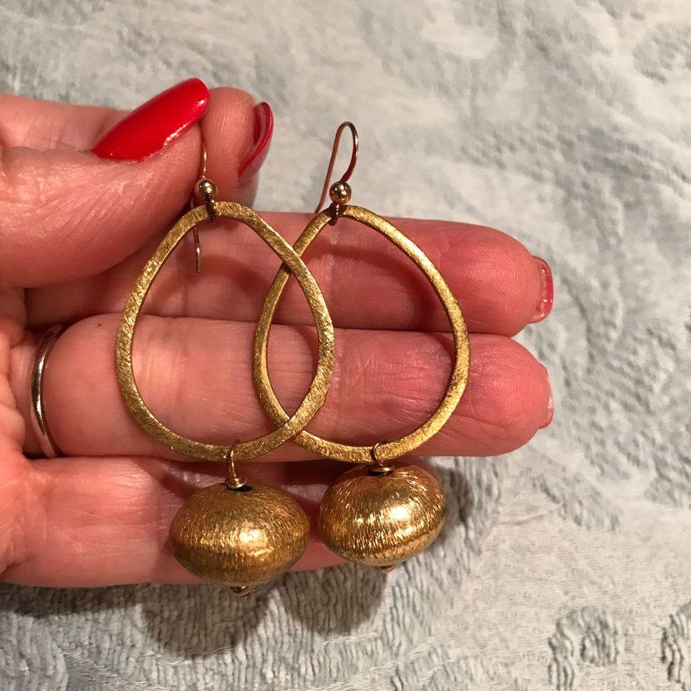 Gold Hoop Earring with a Gold Ball on the End